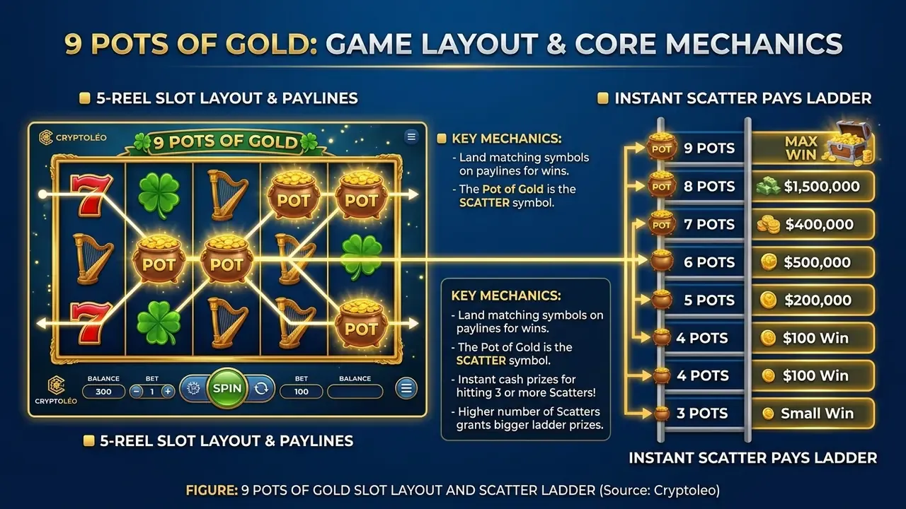 9 pots of gold slot layout and scatter ladder