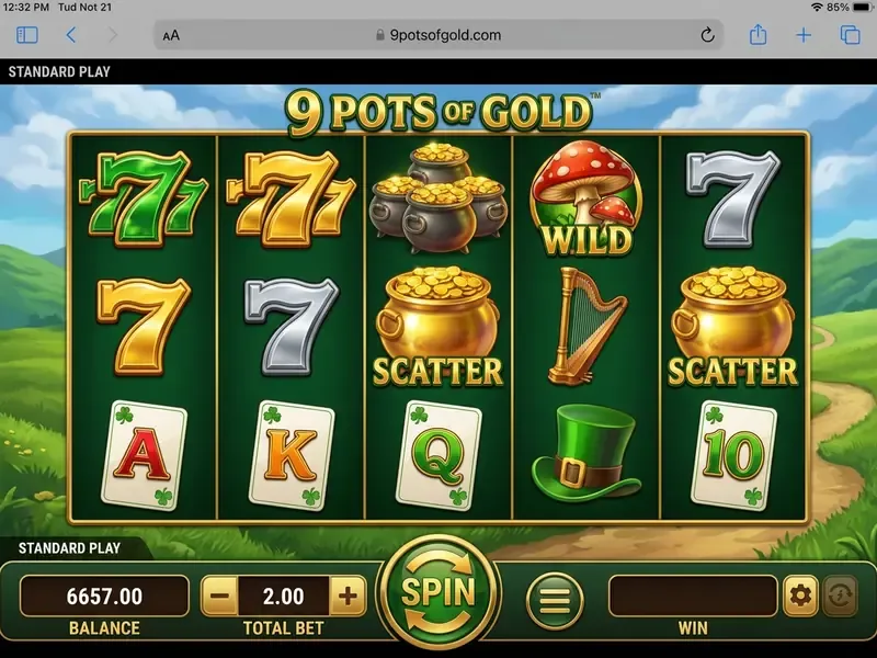 9 pots of gold play interface controls